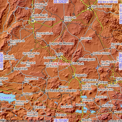 Topographic map of Los Ramírez