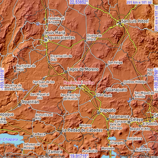 Topographic map of Hacienda Arriba