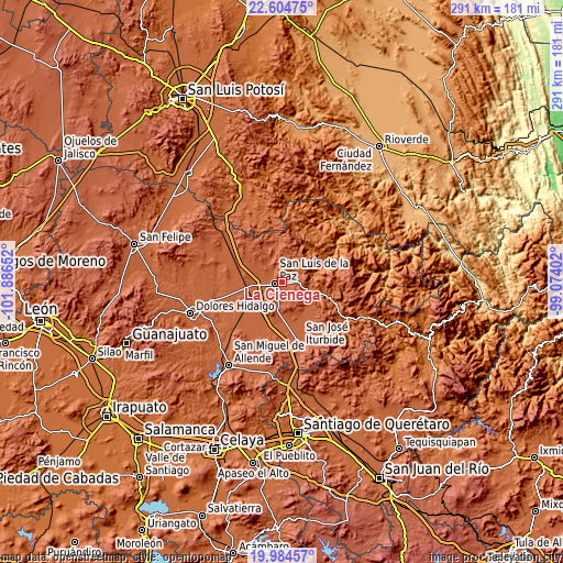 Topographic map of La Ciénega