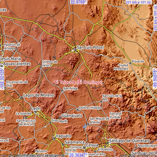 Topographic map of El Tejocote (El Domingo)