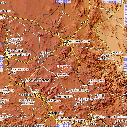 Topographic map of El Zapote