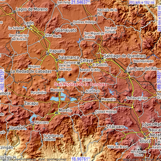 Topographic map of San Nicolás de la Condesa