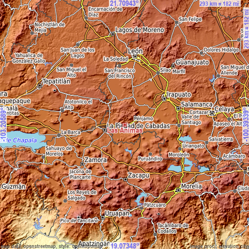 Topographic map of Las Ánimas