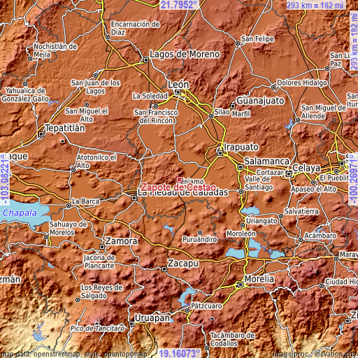 Topographic map of Zapote de Cestao