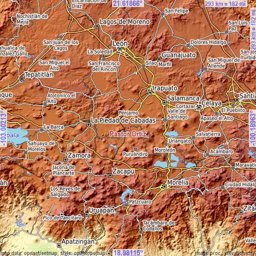 Topographic map of Pastor Ortíz