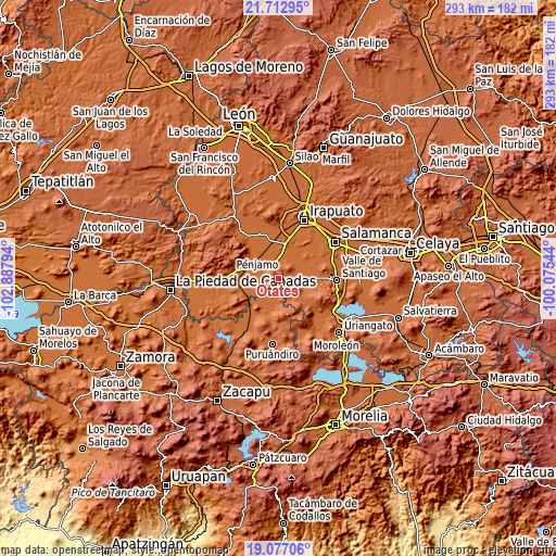 Topographic map of Otates