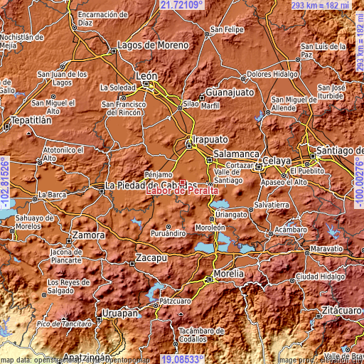 Topographic map of Labor de Peralta