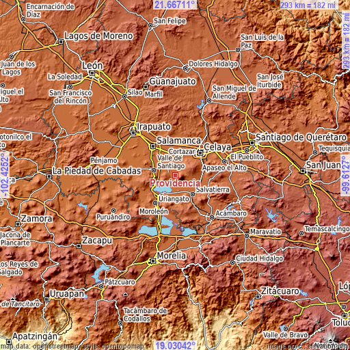 Topographic map of Providencia