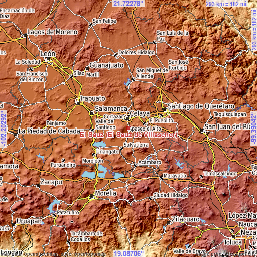 Topographic map of El Sauz (El Sauz de Villaseñor)