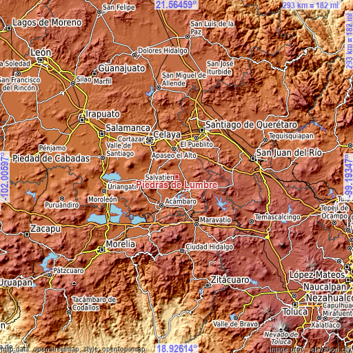 Topographic map of Piedras de Lumbre