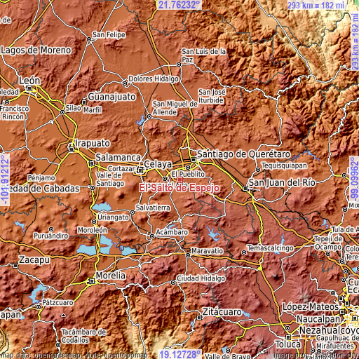 Topographic map of El Salto de Espejo