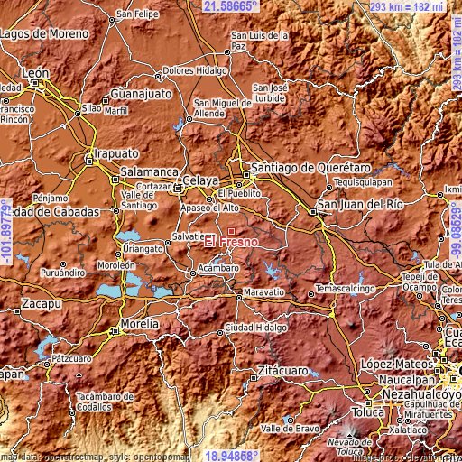 Topographic map of El Fresno