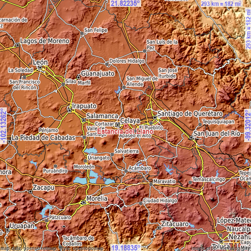 Topographic map of Estancia del Llano