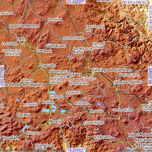 Topographic map of Tenango el Nuevo