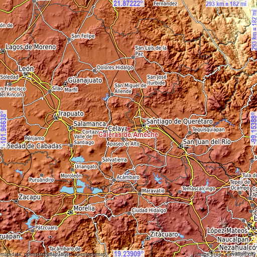 Topographic map of Caleras de Ameche