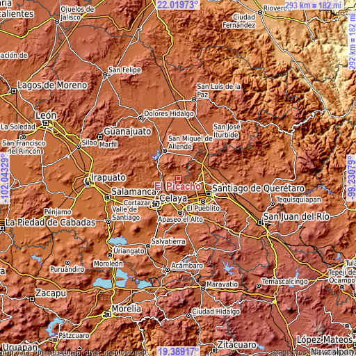 Topographic map of El Picacho