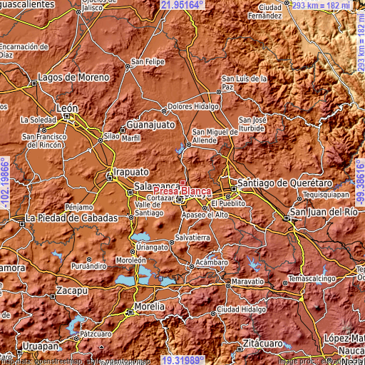 Topographic map of Presa Blanca