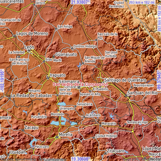 Topographic map of San Isidro de la Concepción