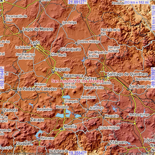 Topographic map of San Antonio de los Morales