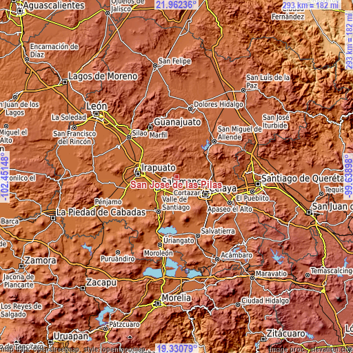 Topographic map of San José de las Pilas