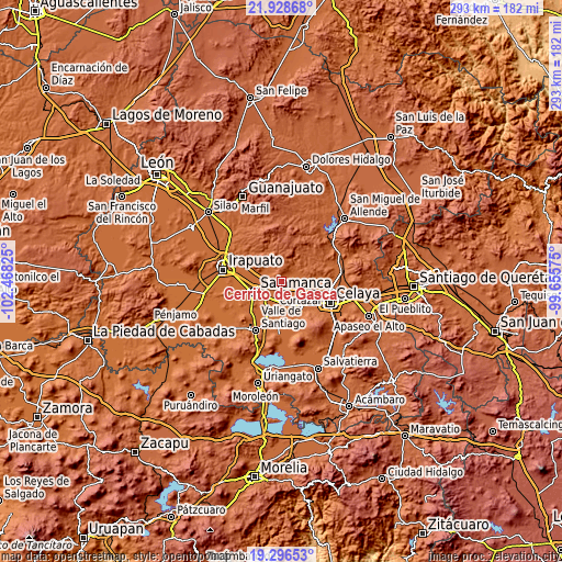 Topographic map of Cerrito de Gasca