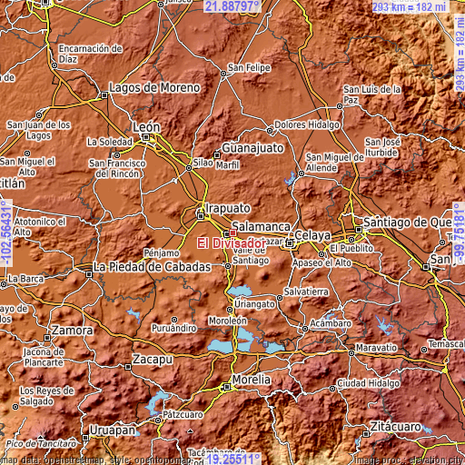 Topographic map of El Divisador