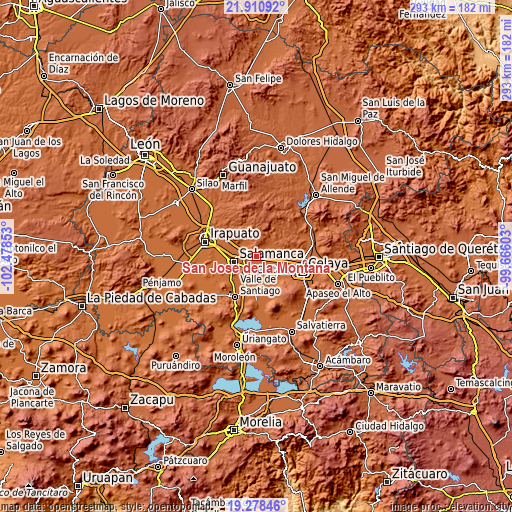Topographic map of San José de la Montaña