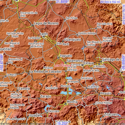 Topographic map of Los Prietos
