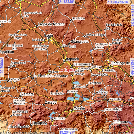 Topographic map of La Capilla