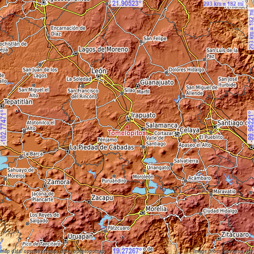 Topographic map of Tomelopitos