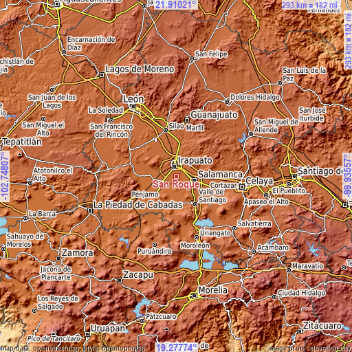 Topographic map of San Roque