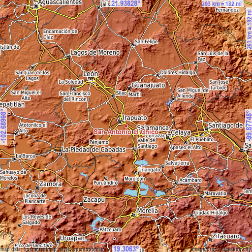 Topographic map of San Antonio el Chico