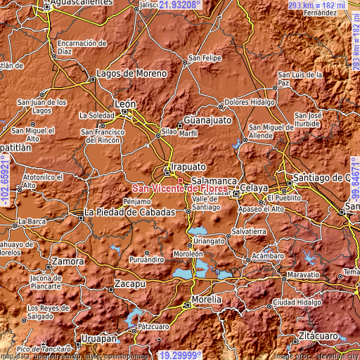 Topographic map of San Vicente de Flores