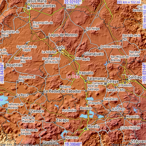 Topographic map of La Caja