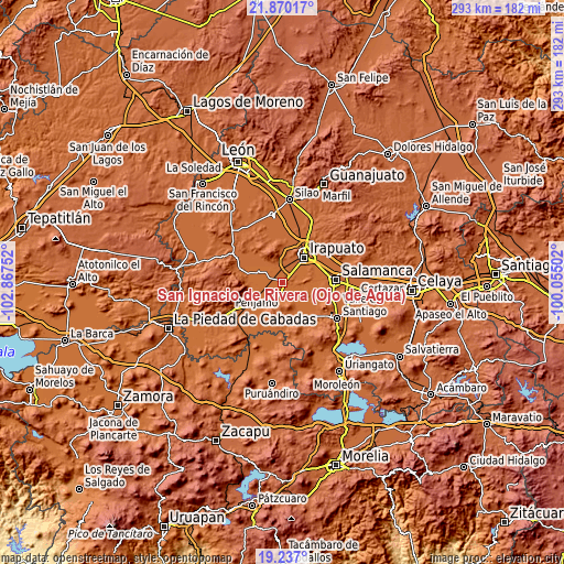 Topographic map of San Ignacio de Rivera (Ojo de Agua)