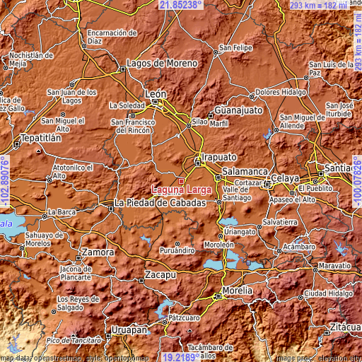 Topographic map of Laguna Larga