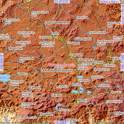 Topographic map of Estación Joaquín