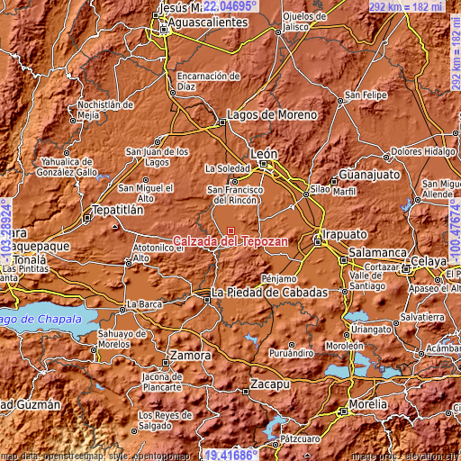 Topographic map of Calzada del Tepozán