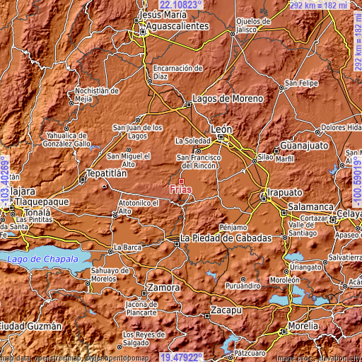 Topographic map of Frías