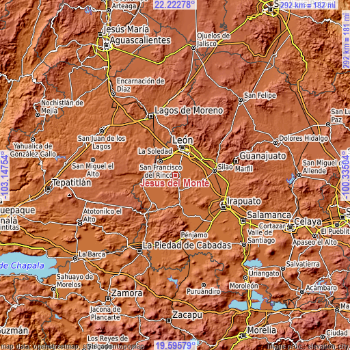 Topographic map of Jesús del Monte