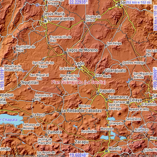 Topographic map of Plan Guanajuato (La Sandía)