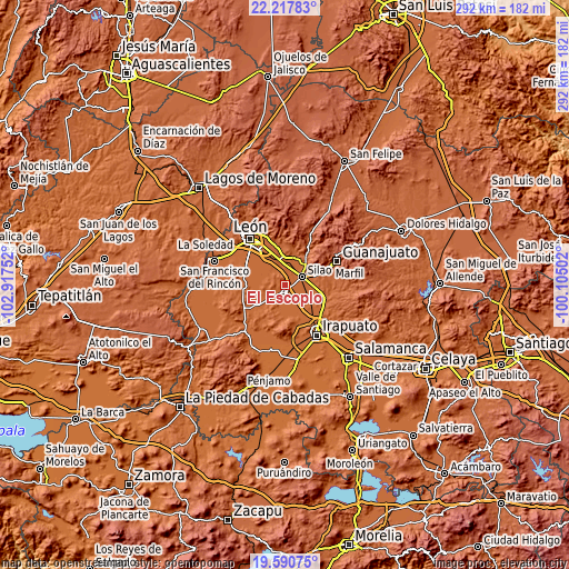 Topographic map of El Escoplo