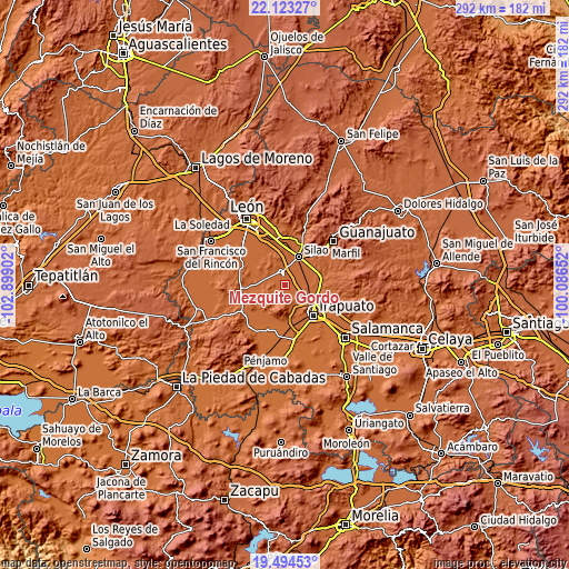 Topographic map of Mezquite Gordo