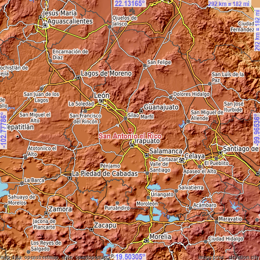 Topographic map of San Antonio el Rico