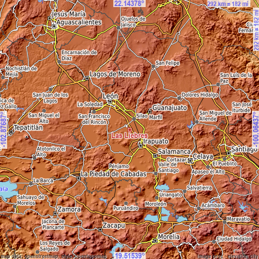 Topographic map of Las Liebres