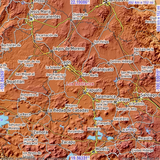 Topographic map of Los Medranos