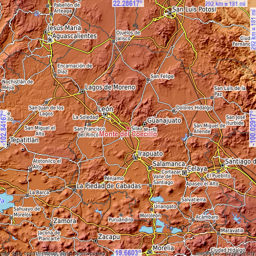 Topographic map of Monte del Coecillo