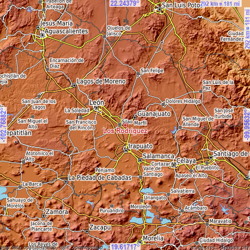 Topographic map of Los Rodríguez