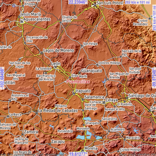 Topographic map of Puentecillas