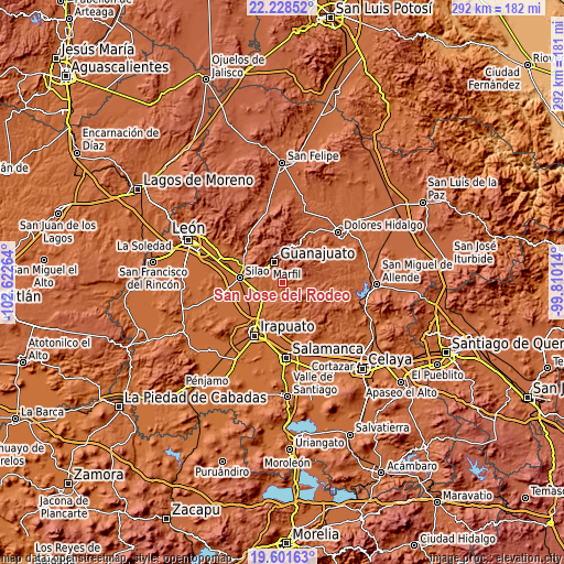 Topographic map of San José del Rodeo